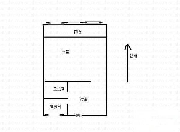 鼎隆公寓(杨浦)1室1厅1卫55㎡户型图