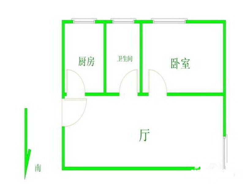 蓝朝部落1室1厅1卫56㎡户型图