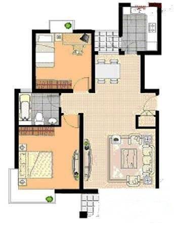 知雅汇2室2厅1卫97㎡户型图