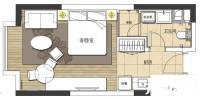 同润加州1室1厅1卫46㎡户型图