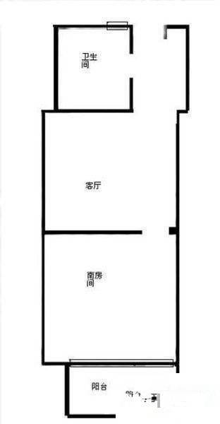 龙麒苑1室1厅1卫43㎡户型图