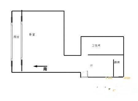 疁南小区1室1厅1卫39㎡户型图