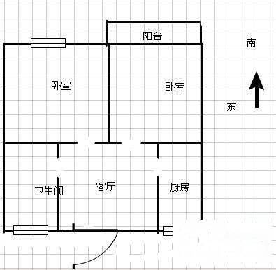 疁南小区2室1厅1卫63㎡户型图