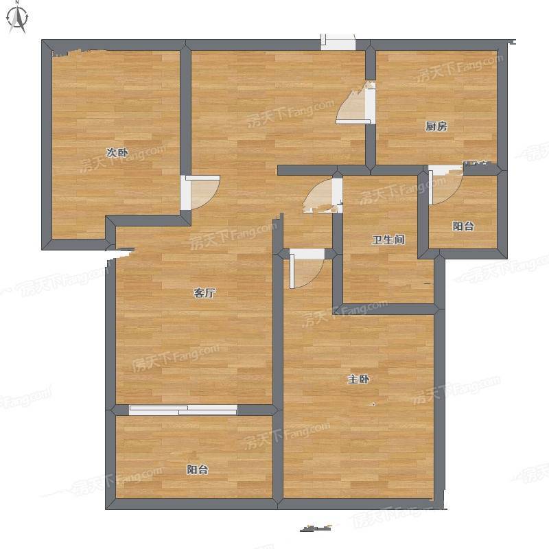 瑞虹新城2室1厅0卫91㎡户型图