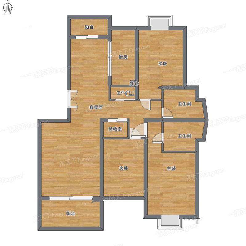 滨江雅苑3室1厅0卫133㎡户型图