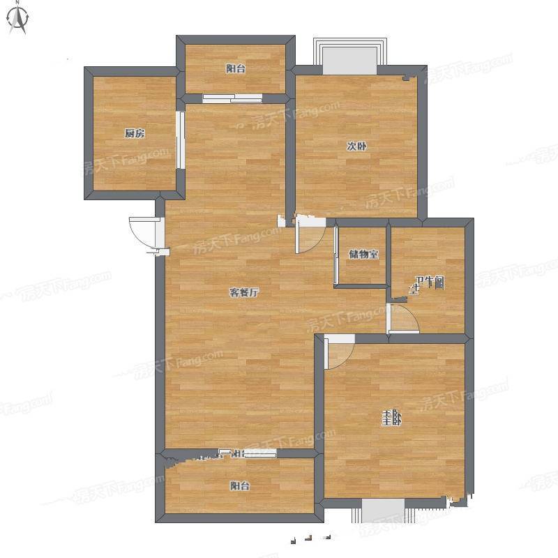 成亿宝盛家苑2室1厅0卫95㎡户型图