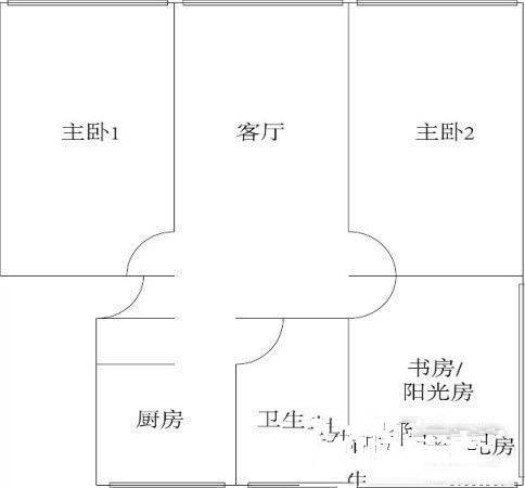 大华二村3室2厅1卫102㎡户型图