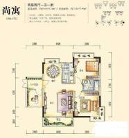 桂花园青浦2室1厅1卫54㎡户型图