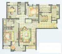 万科四季花城一期3室2厅2卫131.9㎡户型图