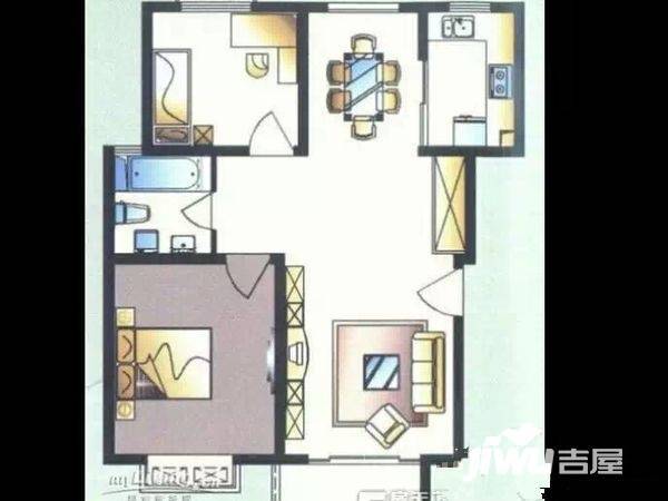 仁恒运杰河滨花园二期2室2厅1卫90㎡户型图