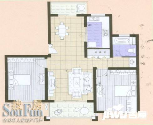 保集绿岛家园2室2厅1卫85㎡户型图