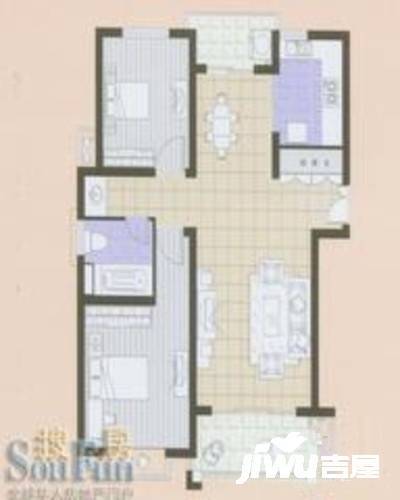 保集绿岛家园2室2厅1卫85㎡户型图