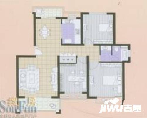 保集绿岛家园3室2厅2卫110㎡户型图