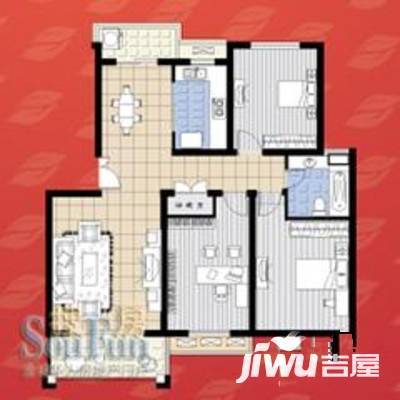 保集绿岛家园3室2厅2卫110㎡户型图