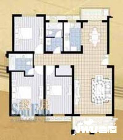 保集绿岛家园3室2厅2卫110㎡户型图