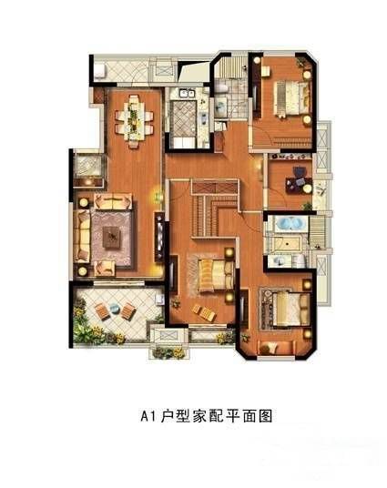 康桥水都一期4室2厅2卫146㎡户型图