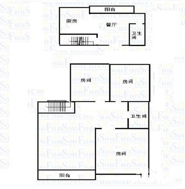 康桥水都一期3室2厅2卫154㎡户型图