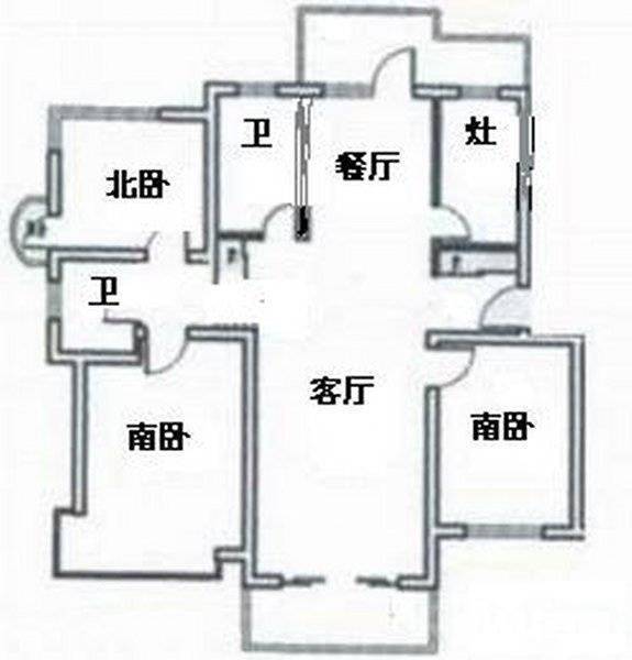 三花现代城二期3室2厅2卫140㎡户型图