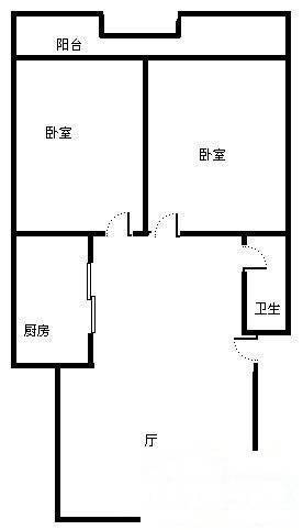 安居金祁新城2室1厅1卫70㎡户型图