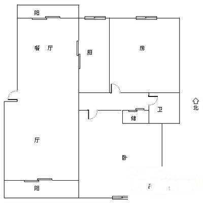 经纬城市绿洲二期2室2厅1卫99㎡户型图