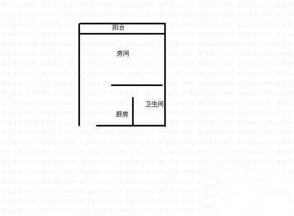 经纬城市绿洲二期1室0厅1卫14㎡户型图