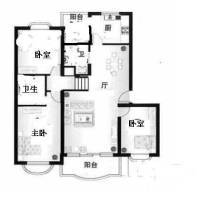 镇北小区青浦3室1厅1卫65㎡户型图