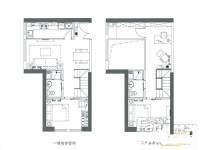 卓越世纪中心公寓3室1厅1卫64㎡户型图