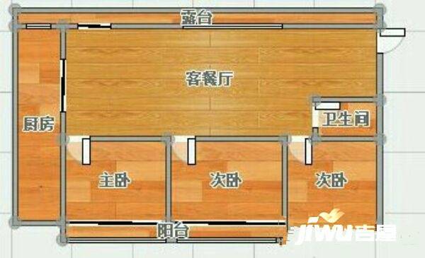 酱园弄3室1厅1卫105㎡户型图