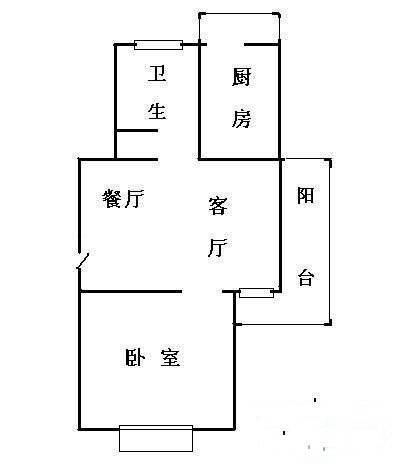 浦发绿城1室1厅1卫49㎡户型图