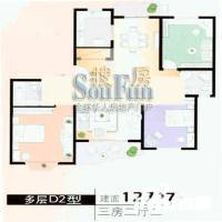 上海未来黄山新城3室2厅2卫127.8㎡户型图