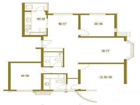 花园城一期3室2厅2卫137㎡户型图