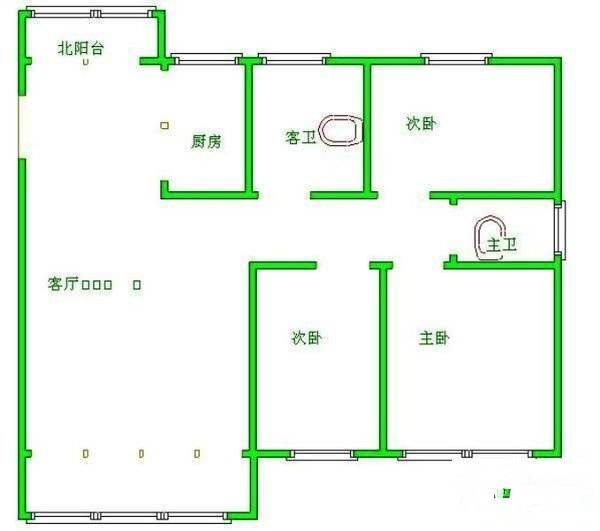 花园城一期3室2厅2卫137㎡户型图