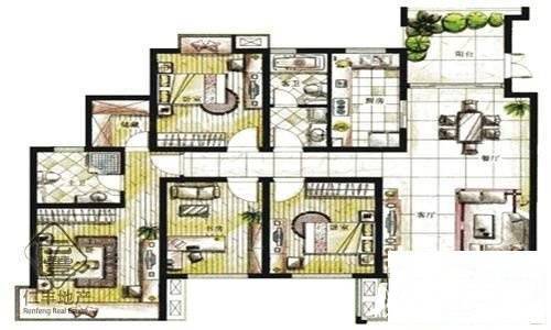 花园城一期4室2厅2卫152㎡户型图