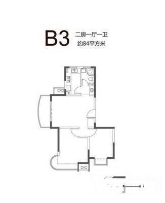 经纬城市绿洲三期2室2厅1卫88㎡户型图