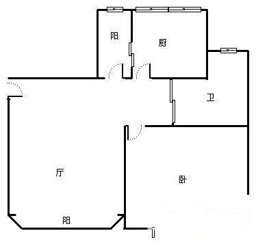 经纬城市绿洲三期1室1厅1卫65㎡户型图