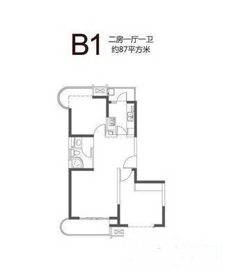 经纬城市绿洲三期2室2厅1卫88㎡户型图