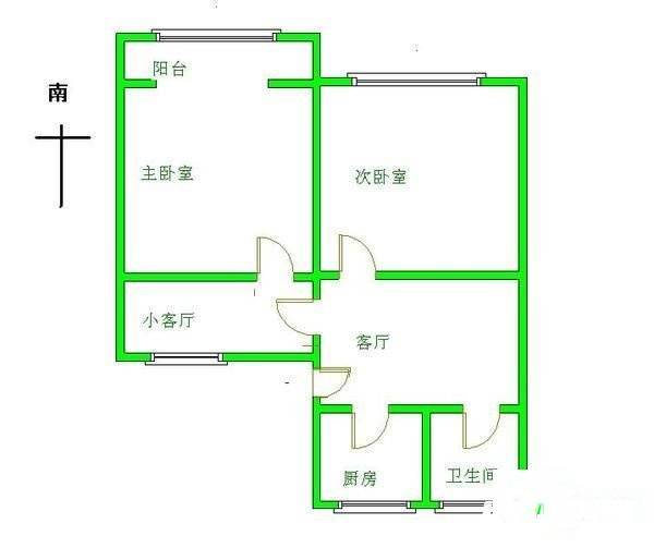 润德坊2室1厅1卫62㎡户型图