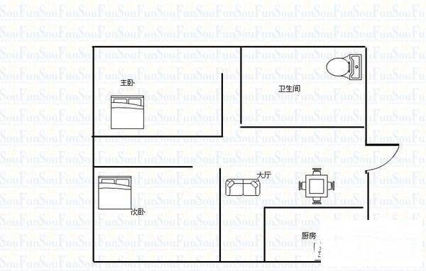 半岛花园(普陀)2室1厅1卫67㎡户型图