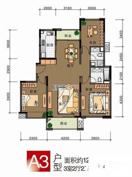 东风公寓(青浦)3室2厅2卫131㎡户型图