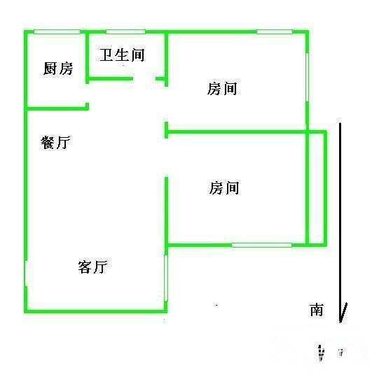 桃林二小区2室2厅1卫97㎡户型图