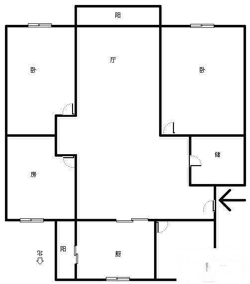 桃林二小区2室2厅1卫97㎡户型图