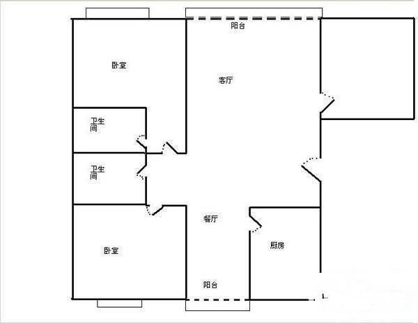 中虹佳园3室2厅1卫92㎡户型图