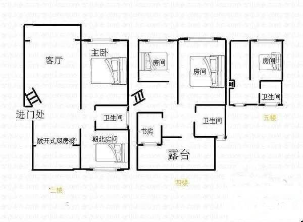 东兴苑3室2厅2卫109㎡户型图