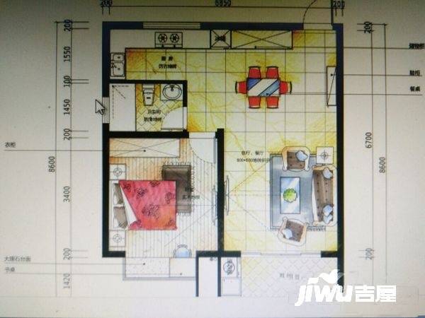 泰馨家园公寓1室1厅1卫63㎡户型图