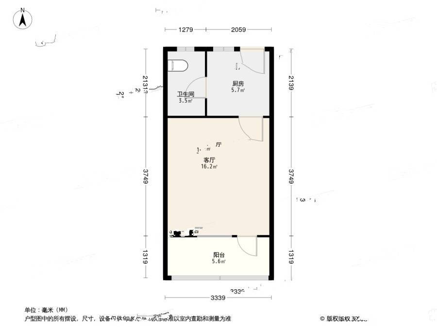 市京一村1室0厅1卫29.4㎡户型图