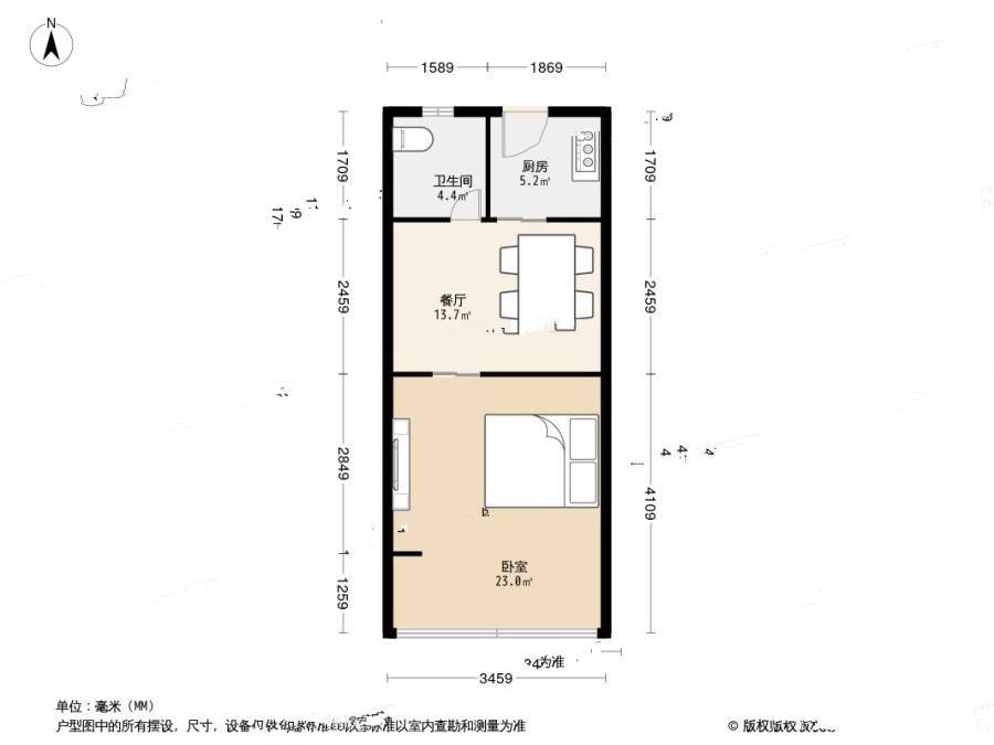 长新小区(普陀)1室0厅1卫35.3㎡户型图