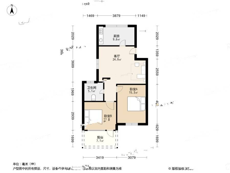 康乐花园(闵行)2室1厅1卫75.9㎡户型图