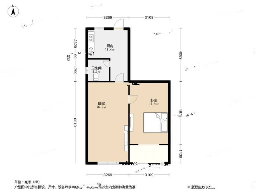 泰山三村2室0厅1卫78.9㎡户型图