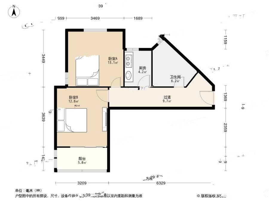 河滨国际公寓2室0厅1卫78.9㎡户型图