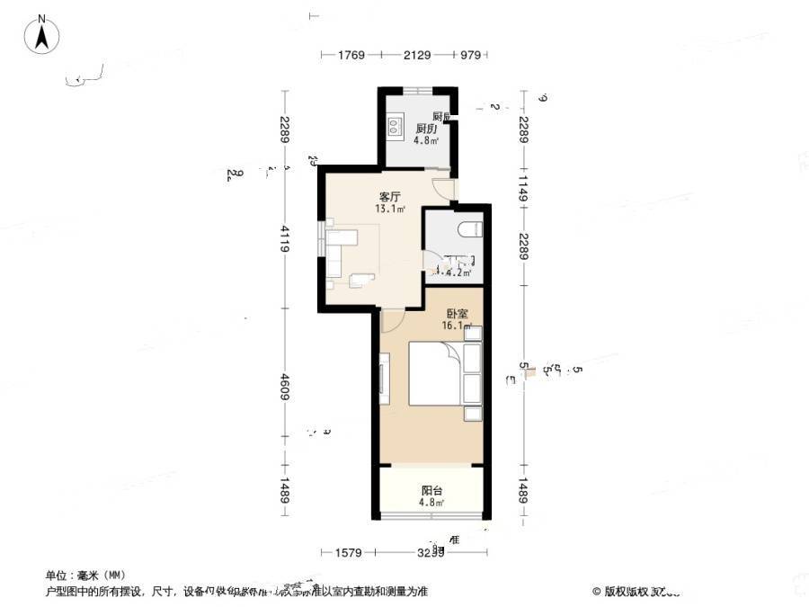 锦泰苑(徐汇)1室1厅1卫54.9㎡户型图